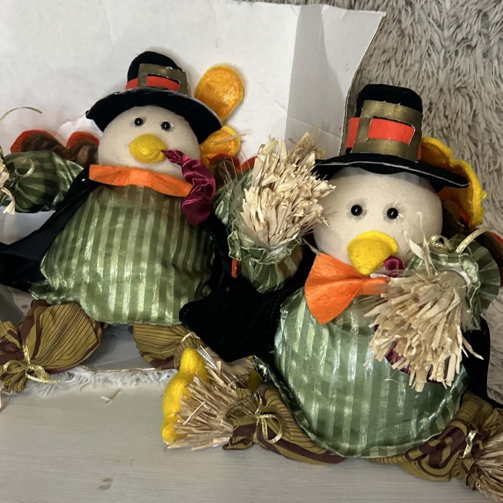 (2) Turkey Creative Design LTD Fiber Optic Sitting Tom Thanksgiving Decor Works